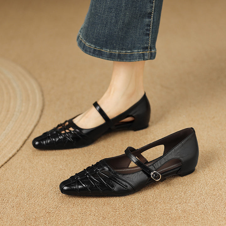 Quela Genuine Leather Mary Jane Flats