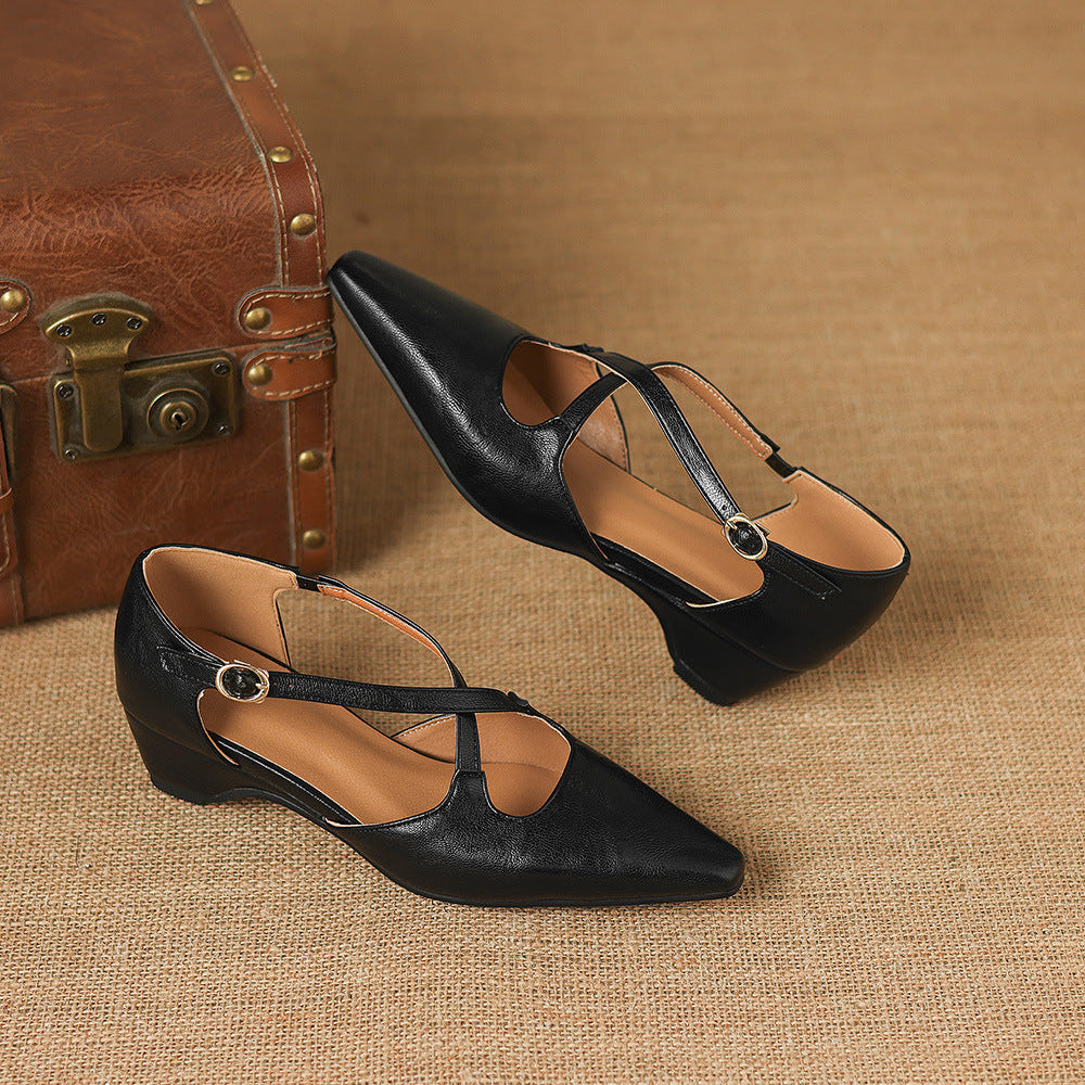 Quela Genuine Leather D'Orsay Heels