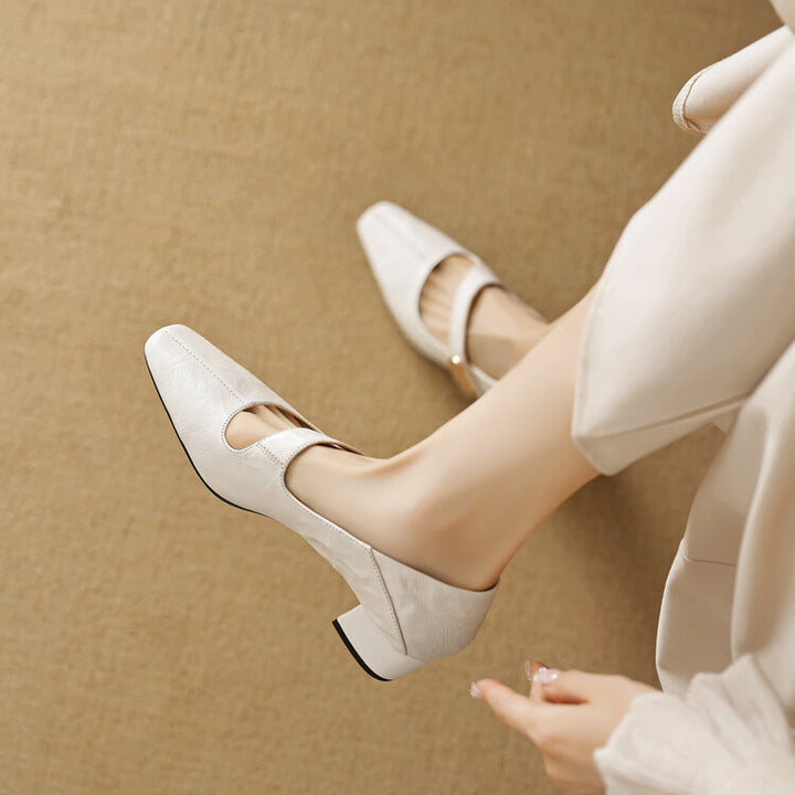 Quera Chiseled Toe Mary Jane Leather Pumps
