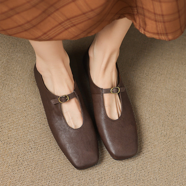 Tiora Genuine Leather Mary Jane Flats