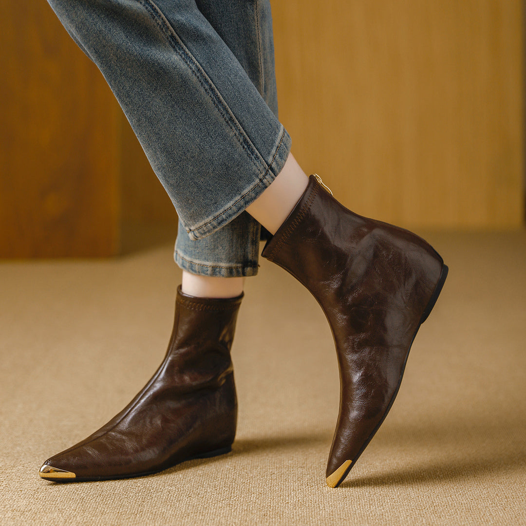 Odia Pointed-Toe Leather Ankle Boots