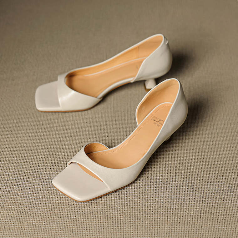 Celin Peep Toe Genuine Leather Heels