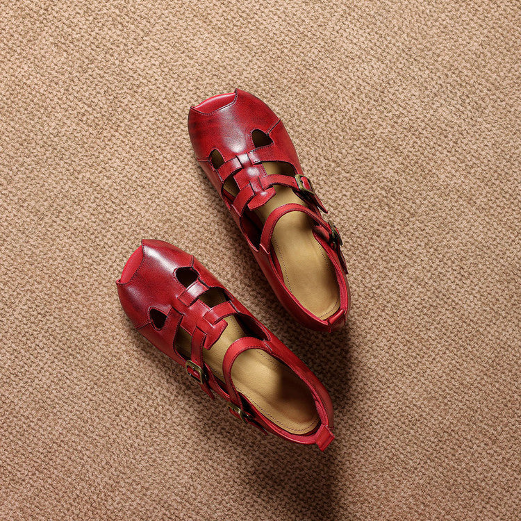 Auzi Genuine Leather Strappy Sandals