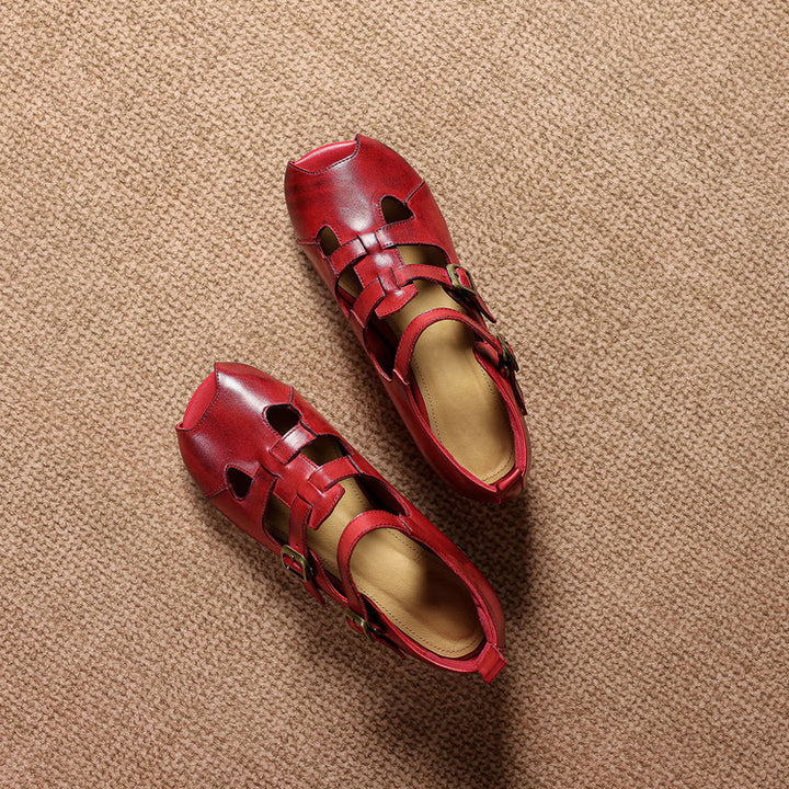 Auzi Genuine Leather Strappy Sandals