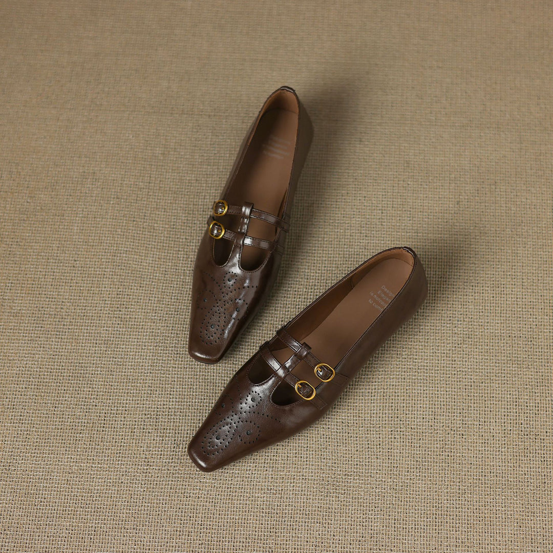 Ceyla Genuine Leather Mary Jane Flats