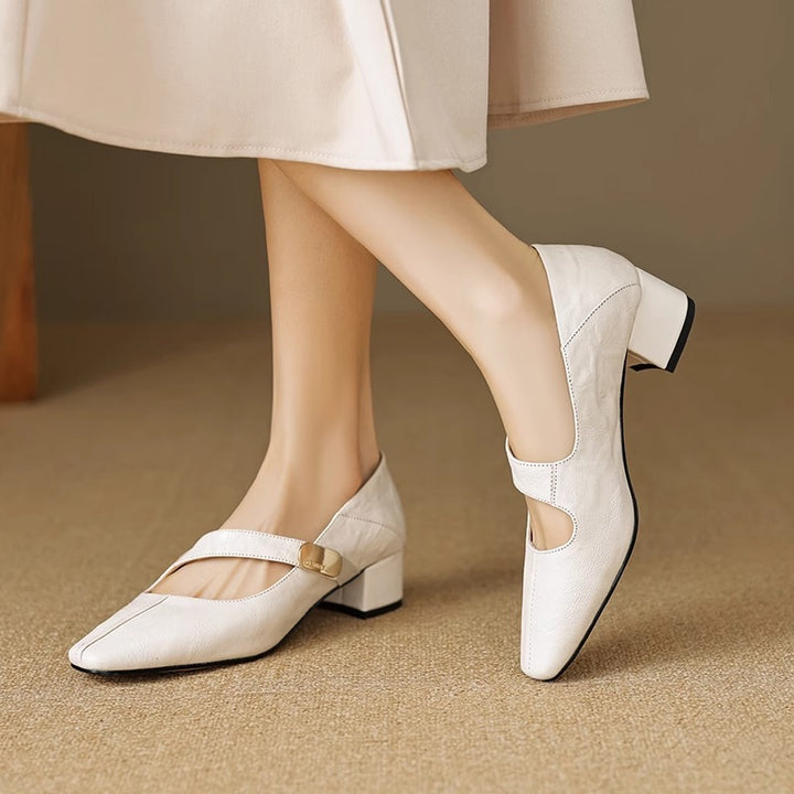 Quera Chiseled Toe Mary Jane Leather Pumps