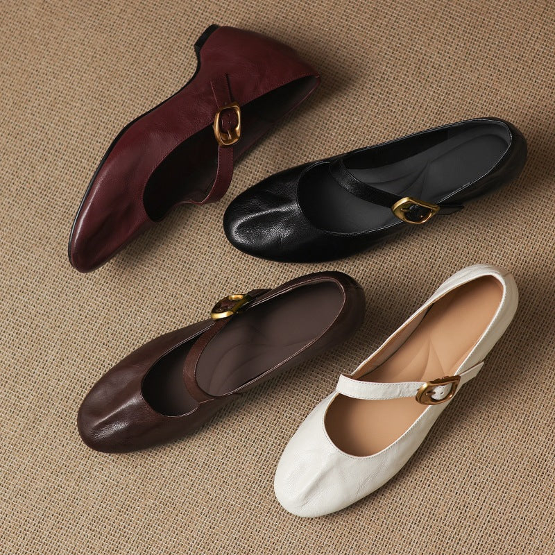 Quira Genuine Leather Mary Jane Flats