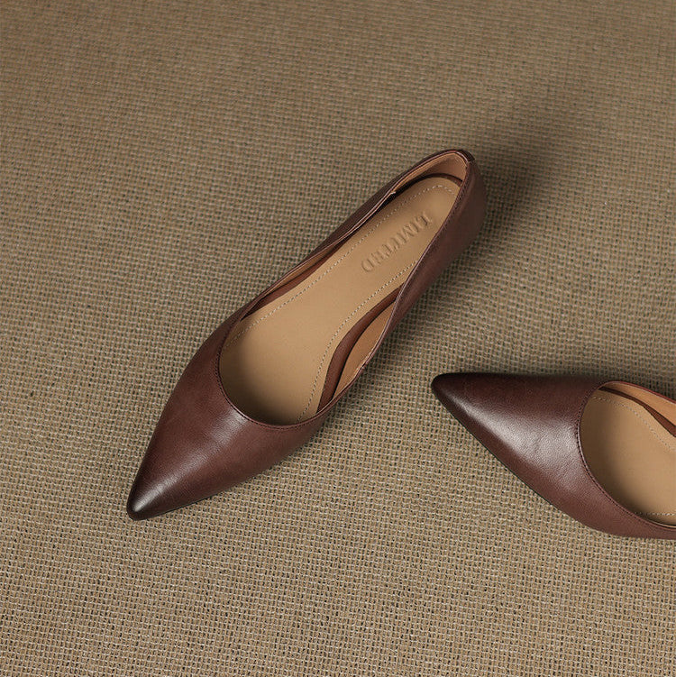 Erla Genuine Leather Pointed Toe Flats