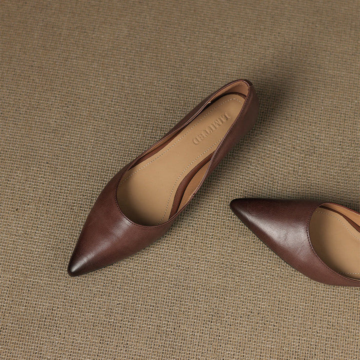 Erla Genuine Leather Pointed Toe Flats