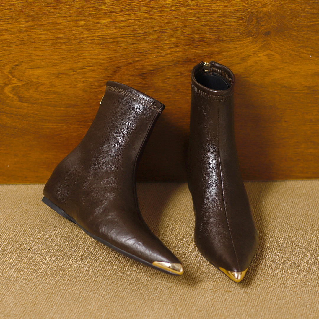 Odia Pointed-Toe Leather Ankle Boots