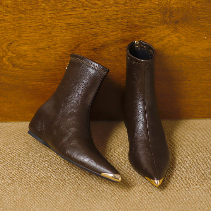 Odia Pointed-Toe Leather Ankle Boots
