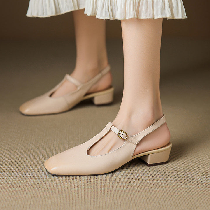 Jessi T-Strap Genuine Leather Heels