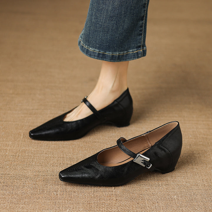 Tessa Mary Jane Leather Pointed Flats