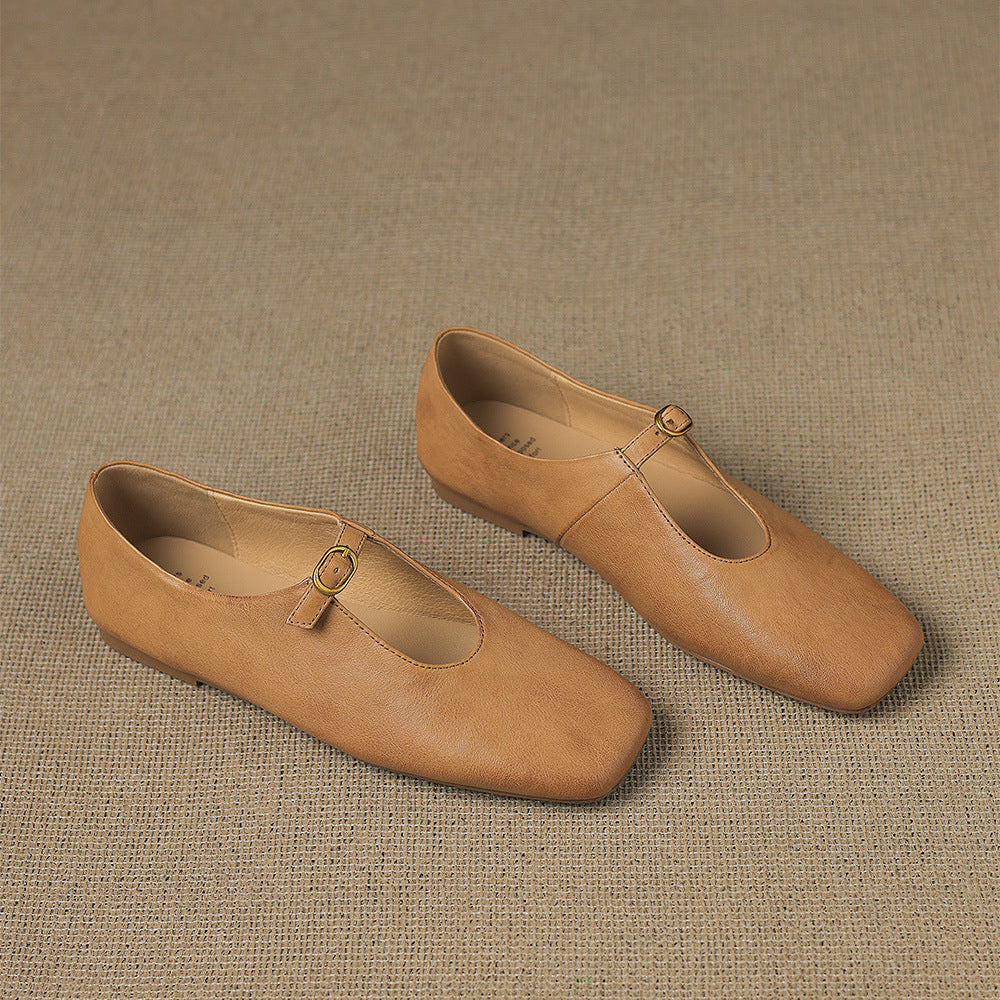 Tiora Genuine Leather Mary Jane Flats