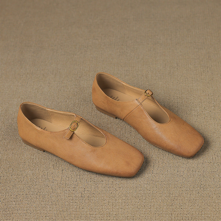 Tiora Genuine Leather Mary Jane Flats