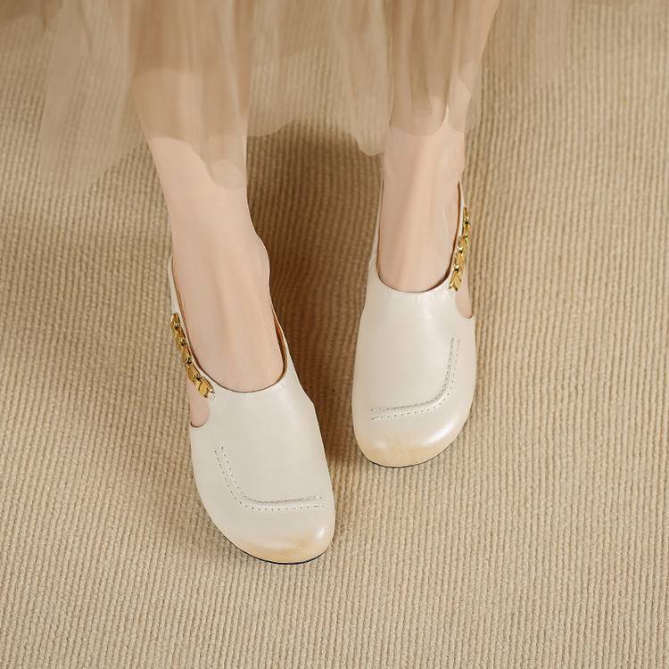 Galia Round-Toe Genuine Leather Mules