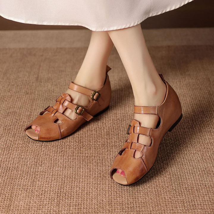 Auzi Genuine Leather Strappy Sandals