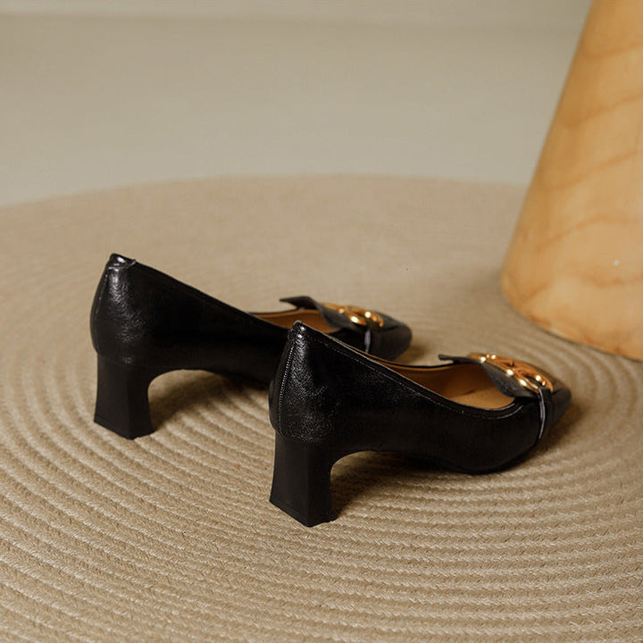 Pavia Glossy Leather Block Heel Pumps