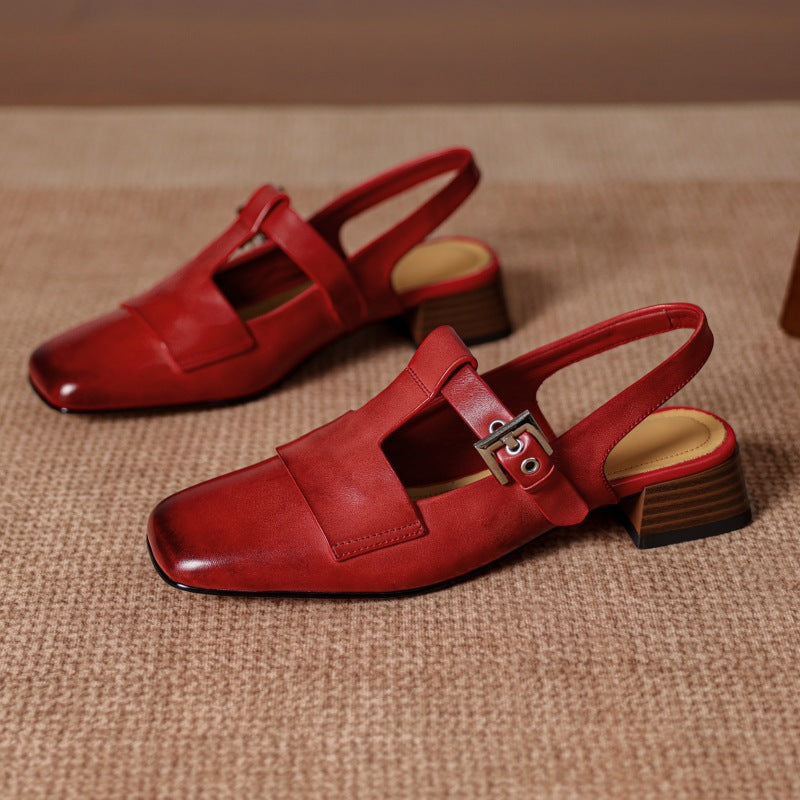 Vezia Genuine Leather Slingbacks