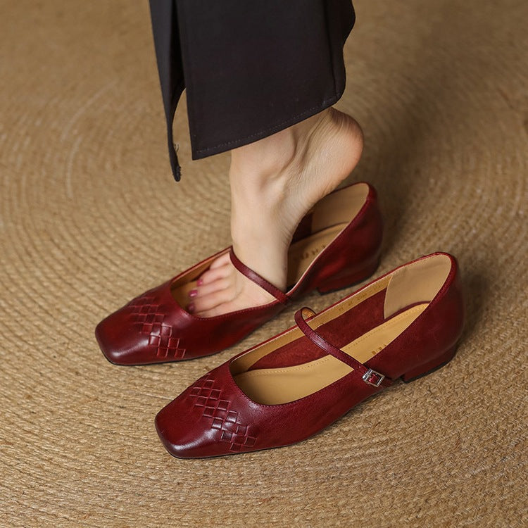 Velin Genuine Leather Mary Jane Flats