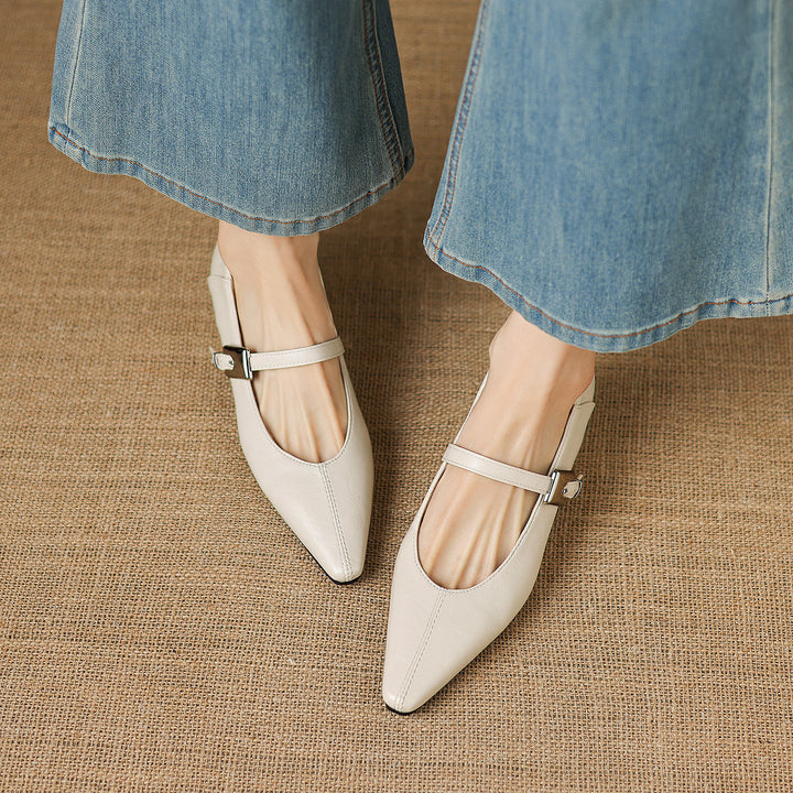 Tessa Mary Jane Leather Pointed Flats