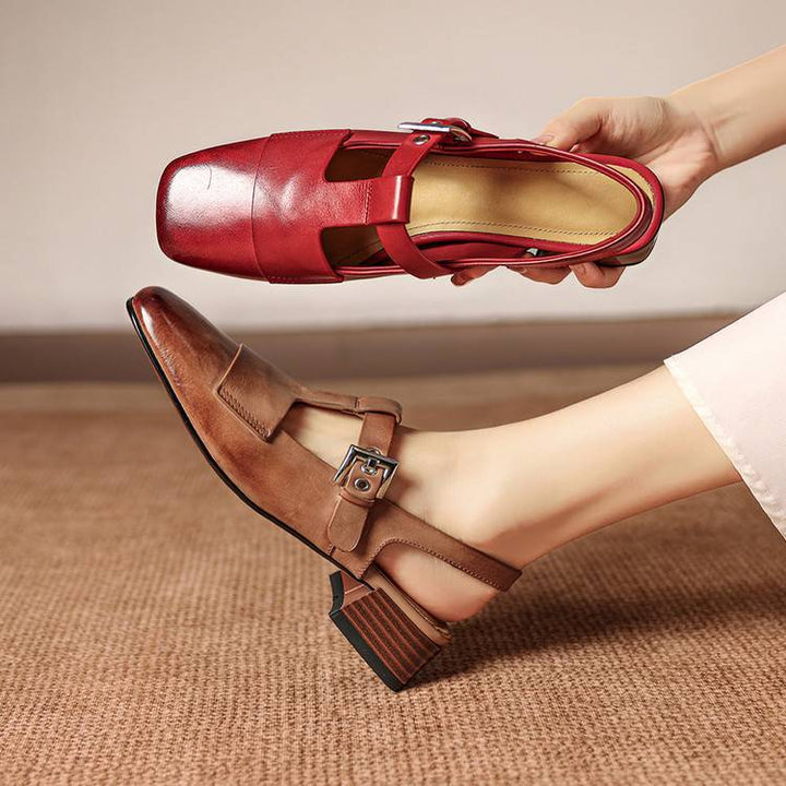 Vezia Genuine Leather Slingbacks