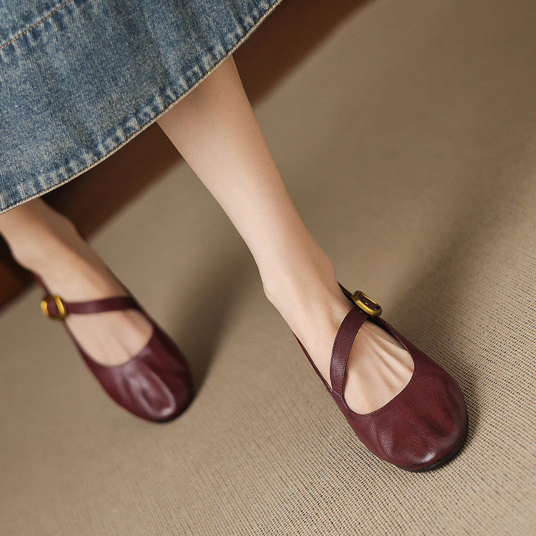 Quira Genuine Leather Mary Jane Flats