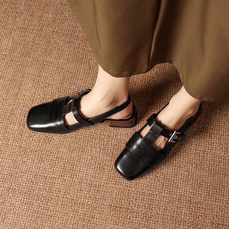Vezia Genuine Leather Slingbacks