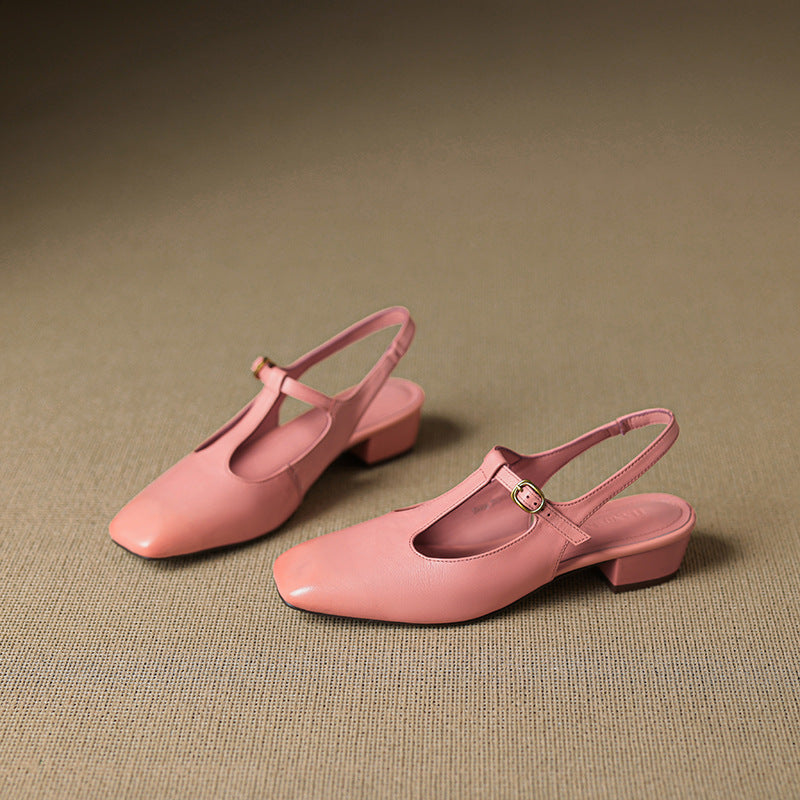 Jessi T-Strap Genuine Leather Heels