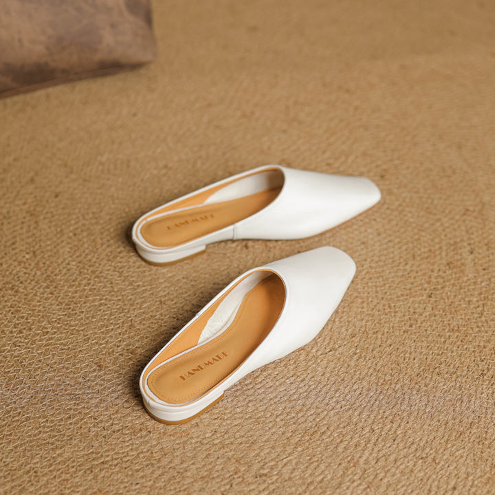 Rexa Genuine Leather Square-Toe Mules