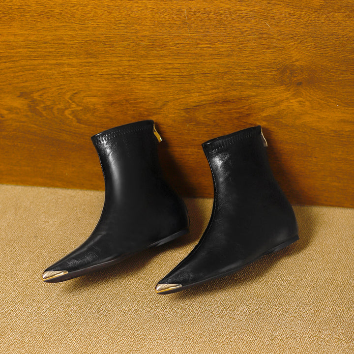 Odia Pointed-Toe Leather Ankle Boots