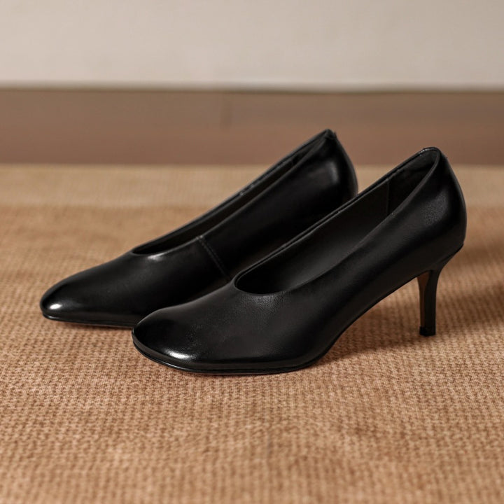 Neria Genuine Leather Dutch-Toe Heels