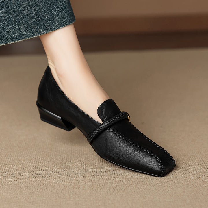 Deyla Genuine Leather Buckled Strap Loafers