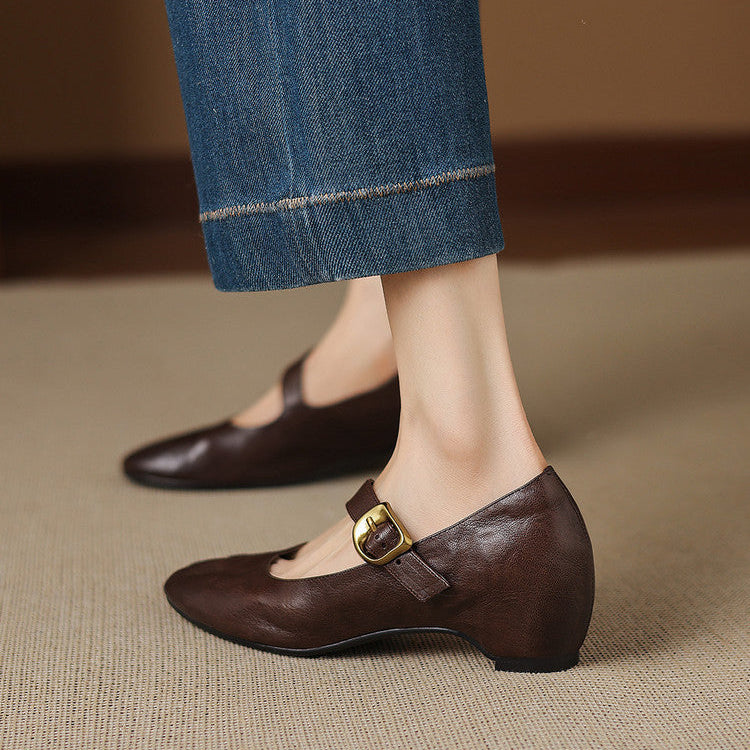 Quira Genuine Leather Mary Jane Flats