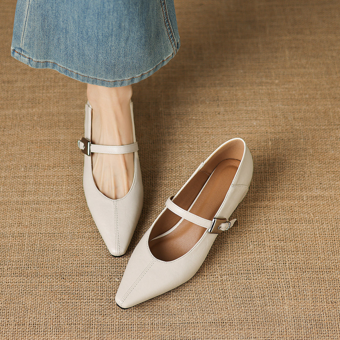 Tessa Mary Jane Leather Pointed Flats