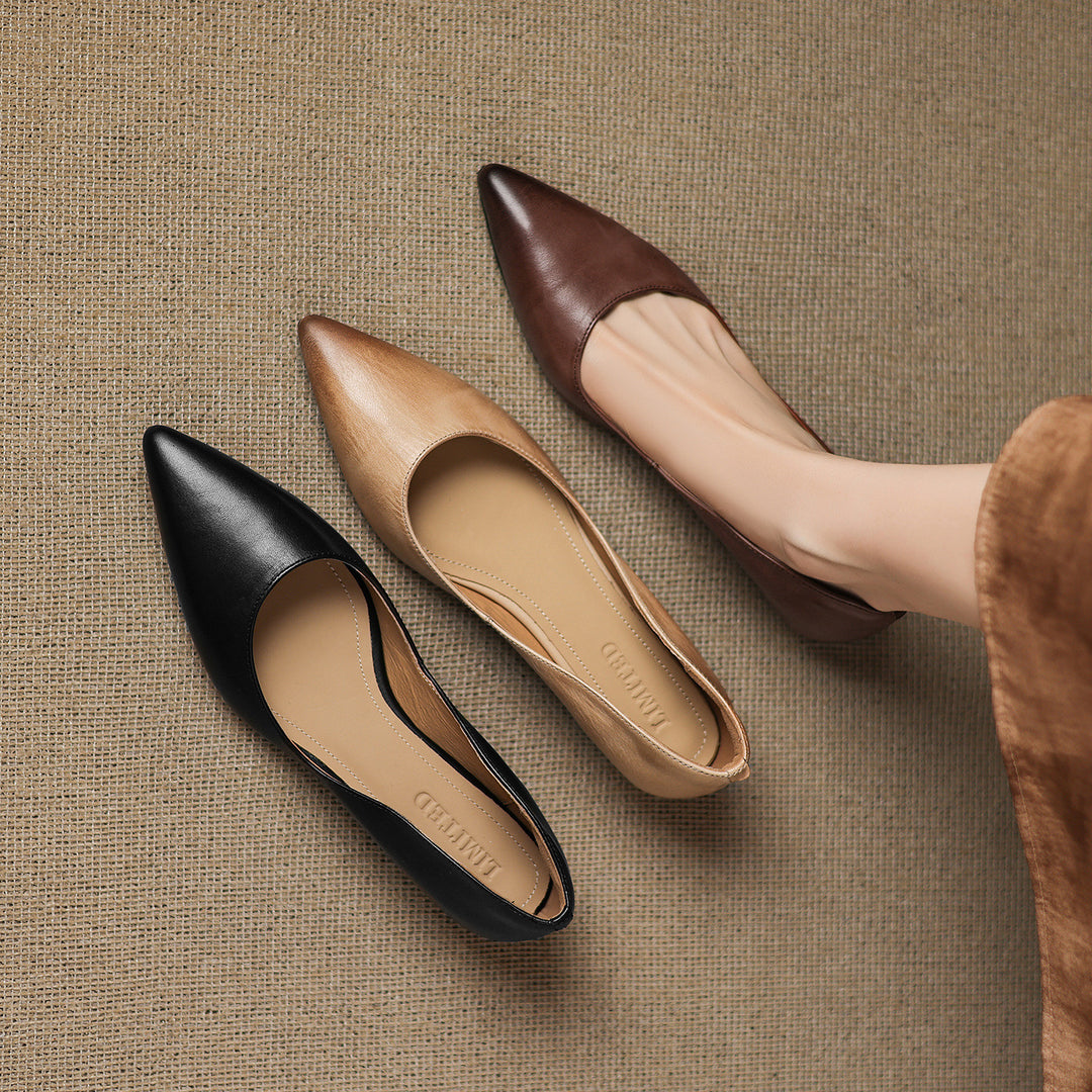 Erla Genuine Leather Pointed Toe Flats