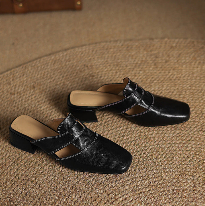 Brea Genuine Leather Chiseled-Toe Mules