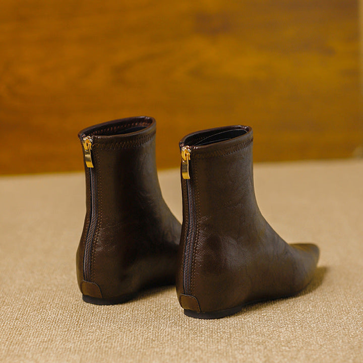 Odia Pointed-Toe Leather Ankle Boots