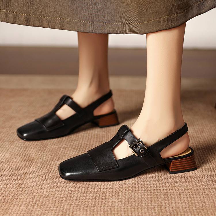 Vezia Genuine Leather Slingbacks