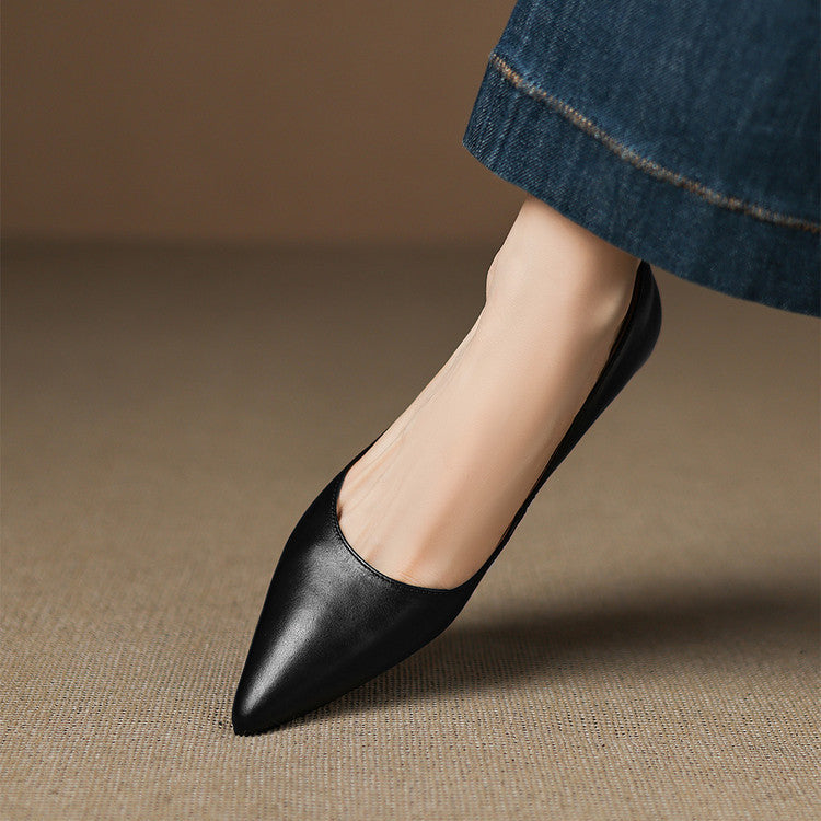 Erla Genuine Leather Pointed Toe Flats