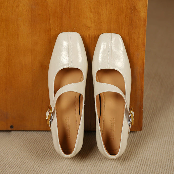 Viora Genuine Leather Mary Jane Heels