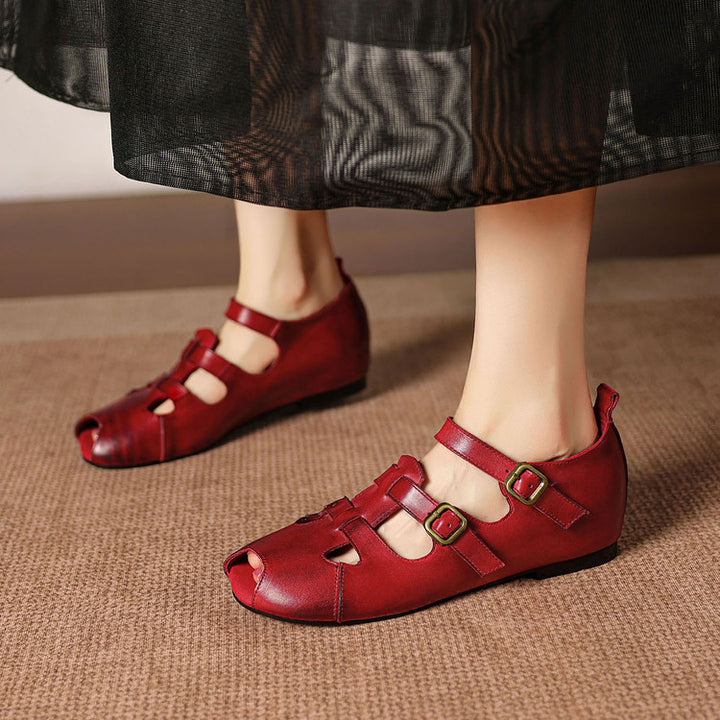 Auzi Genuine Leather Strappy Sandals