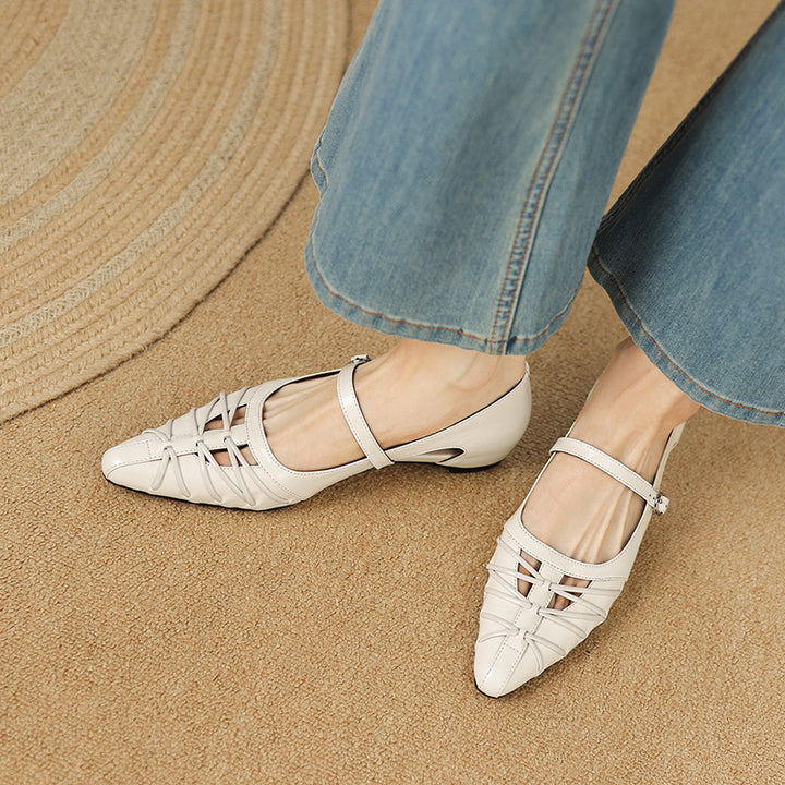 Quela Genuine Leather Mary Jane Flats
