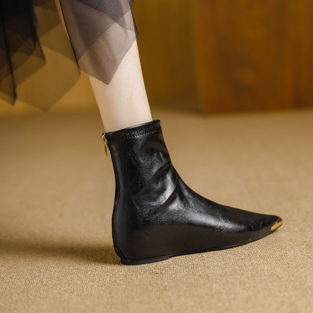 Odia Pointed-Toe Leather Ankle Boots
