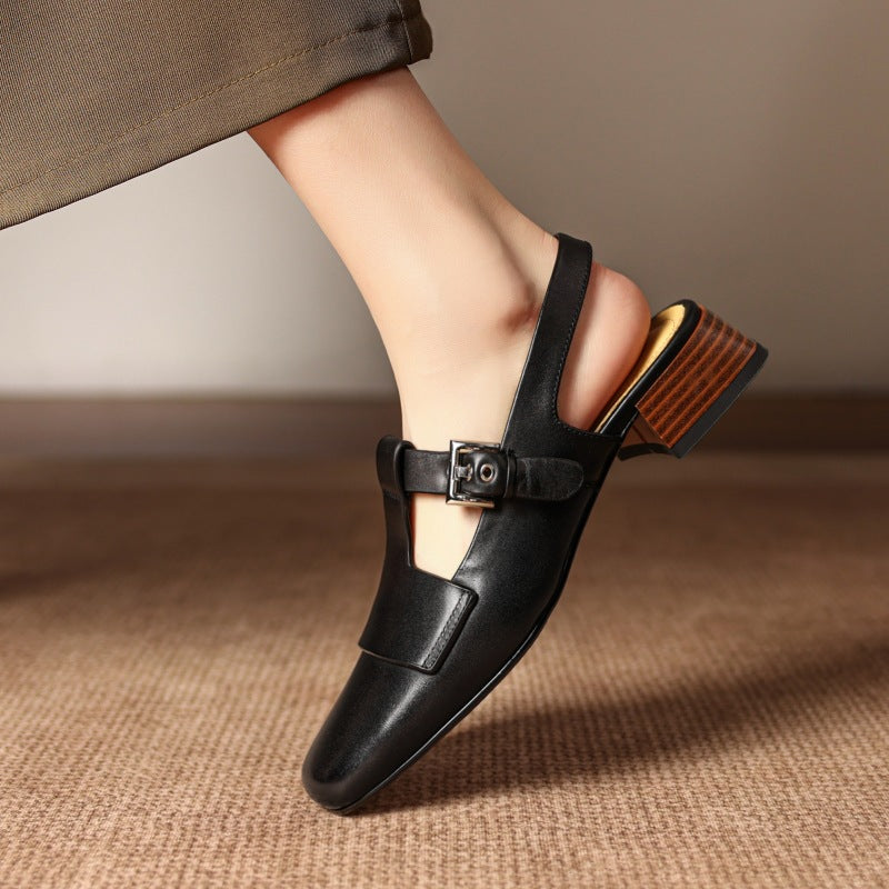 Vezia Genuine Leather Slingbacks