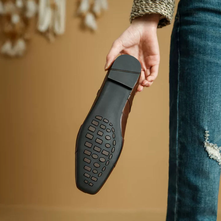 Letha Genuine Leather T-Strap Flats