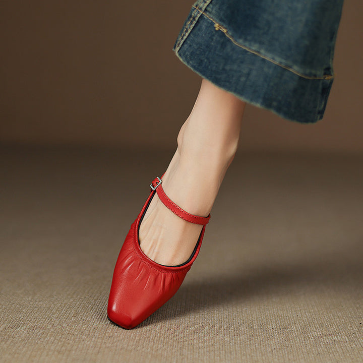 Vanya Genuine Leather Mary Jane Strap Mules