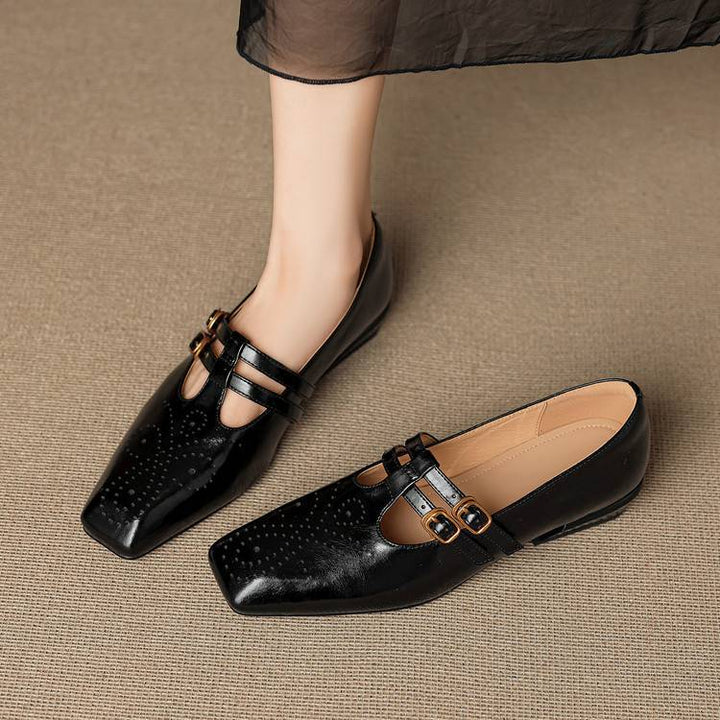 Lara Genuine Leather Dual-Strap Mary Jane Pumps