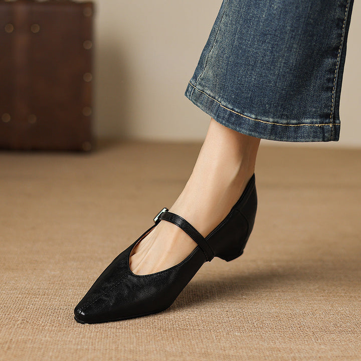 Tessa Mary Jane Leather Pointed Flats