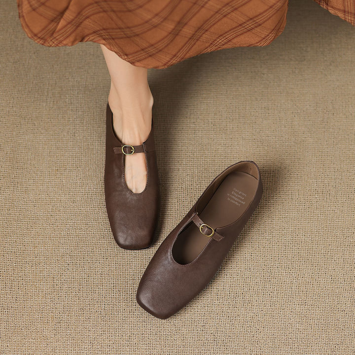 Tiora Genuine Leather Mary Jane Flats